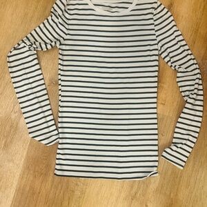 Merona Black and White Striped Long Sleeve Tee